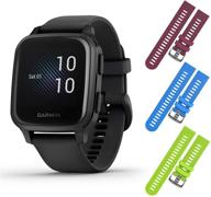 garmin venu sq music gps fitness smartwatch and included wearable4u 3 straps bundle (berry/blue/lime logo