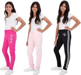img 3 attached to 👧 Active Girls' Clothing: Athletic Lavender Charcoal Grey Star Ride Sweatpants