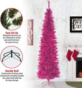 img 1 attached to 🎄 7-Foot Pink Tinsel Artificial Christmas Tree with Stand by National Tree Company