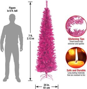 img 2 attached to 🎄 7-Foot Pink Tinsel Artificial Christmas Tree with Stand by National Tree Company