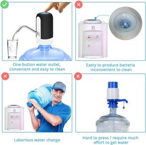 img 2 attached to Convenient KUFUNG Portable Water Bottle Pump: Easy-to-Use Electric Dispenser for 5 Gallon Bottles, Ideal for Camping, Kitchen, Workshop, Garage - USB Charging, Black