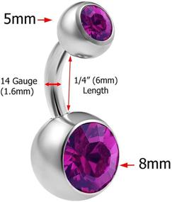 img 3 attached to 💎 Stunning Double Crystal Short Navel Belly Button Ring: BodyJewellery 2pcs 14g Surgical Steel 6mm 1/4 14 Gauge - Pick Color(s)