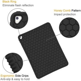 img 2 attached to 📱 Fintie Case for iPad Pro 12.9 (2nd Generation) 2017 / iPad Pro 12.9 (1st Generation) 2015 - [Honey Comb Series] Lightweight Anti Slip Kids Friendly Shockproof Silicone Protective Cover, Black