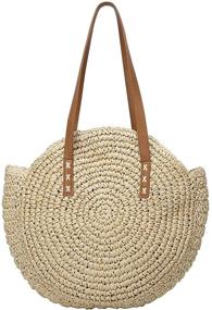 img 4 attached to Handcrafted Summer Shoulder Crossbody Women's Handbags & Wallets with Natural Weaving Style for Stylish Satchels