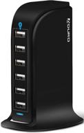 🔌 aduro 40w 6-port usb desktop charging station hub wall charger for iphone ipad tablets smartphones with enhanced smart flow (black) logo