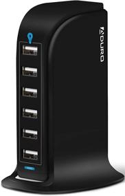 img 4 attached to 🔌 Aduro 40W 6-Port USB Desktop Charging Station Hub Wall Charger for iPhone iPad Tablets Smartphones with Enhanced Smart Flow (Black)