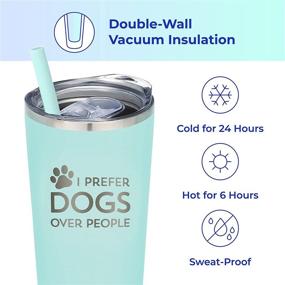 img 3 attached to 🐶 SassyCups Funny Dog Tumbler: Dogs Over People, 22 oz Mint Stainless Steel Insulated Tumbler with Lid and Straw - Perfect for Dog Lovers, Dog Moms, and Dog Owners!