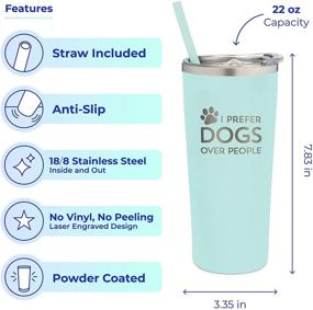 img 2 attached to 🐶 SassyCups Funny Dog Tumbler: Dogs Over People, 22 oz Mint Stainless Steel Insulated Tumbler with Lid and Straw - Perfect for Dog Lovers, Dog Moms, and Dog Owners!