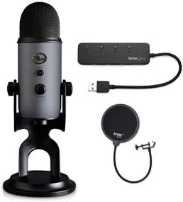 img 3 attached to Blue Microphones Yeti Slate USB Microphone With Knox Gear USB Hub And Knox Pop Filter Bundle (3 Items)