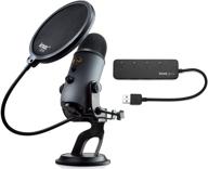 blue microphones yeti slate usb microphone with knox gear usb hub and knox pop filter bundle (3 items) logo