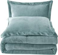 🛏️ cozy 3-piece micromink sherpa reversible down alternative comforter set - king size, spa blue logo