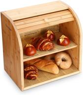 🍞 g.a homefavor bamboo bread box - 2 layer bread bin for kitchen - large capacity wooden bread storage holder - countertop bread keeper - 15" x 9.8" x 14.2" - self assembly - improved seo логотип