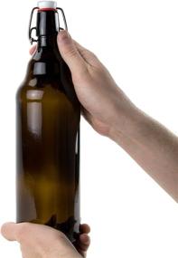 img 2 attached to 🍺 33 oz. Grolsch Glass Beer Bottles: Premium Quart Size Swing Top Storage for Home Brewing Alcohol, Kombucha Tea & Homemade Soda by Cocktailor (Single)