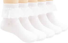 img 4 attached to Adorable Little Girls Ruffle Socks: Frilly Princess Dress Socks with Trim Lace Top - Pack of 5