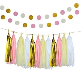 img 1 attached to 🎉 Pistha Bachelorette Party Decorations Set - 30 Pieces, Including 8 Tissue Paper Pom Poms, 20 Tissue Tassels, and 2 Polka Dot Paper Garlands with Golden Lines