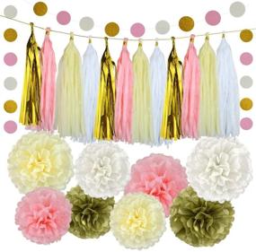 img 4 attached to 🎉 Pistha Bachelorette Party Decorations Set - 30 Pieces, Including 8 Tissue Paper Pom Poms, 20 Tissue Tassels, and 2 Polka Dot Paper Garlands with Golden Lines