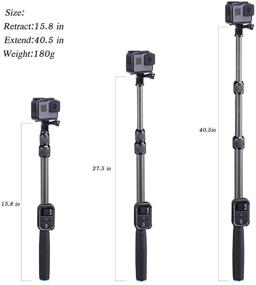img 2 attached to 📸 Smatree S2C Carbon Fiber Extendable Pole for GoPro Hero 9/8/7/6/5/4/3 Plus/3/2/1/Session/DJI OSMO Action Camera – WiFi Remote Controller Excluded