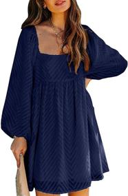 img 2 attached to Boho Dress for Women: Happy Sailed Long Sleeve Square Neck Ruffle Hem Flowy Shift Mini Dresses