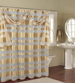 img 1 attached to 🚿 BH Home & Linen Decorative Floral and Striped Sheer Scarf Shower Curtain 70" x 72 Inch - 100% Polyester (Marquis Gold)