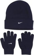 🧥 stay warm in style: nike boys one size 8/20 2 piece hat and glove set logo