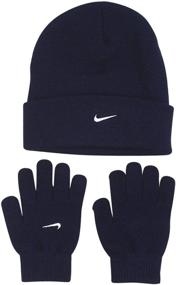 img 1 attached to 🧥 Stay Warm in Style: Nike Boys One Size 8/20 2 Piece Hat and Glove Set