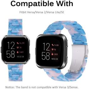 img 3 attached to Сменные ремешки Miimall для Fitbit Versa/Versa 2/Versa Lite/SE из смолы для женщин и мужчин, сверхлегкая застежка из нержавеющей стали, сменные ремешки для браслетов, ремешки для Fitbit Versa/Versa 2/Versa Lite/SE (синий розовый)