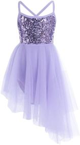 img 4 attached to 👗 FEESHOW Girls Sequin Ballet Tutu Dress Leotard with Skirt - Ballerina Dancewear in Glittering Costumes