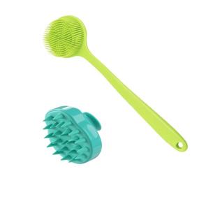 img 4 attached to 🚿 2-Pack Silicone Shower Body Brush & Hair Scalp Massager Shampoo Brush with Long Handle - Exfoliating Body Scrubber and Back Scrubber for Shower, Hair Dandruff Shampoo Brush for Men, Women & Pets