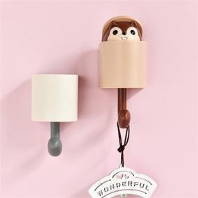 img 3 attached to 🐿️ LAWANVA Pop-Up Smile Squirrel Wall Key Holder for Stylish Home Wall Decor (2 PCS, Brown)