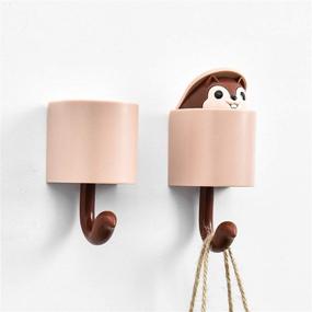 img 4 attached to 🐿️ LAWANVA Pop-Up Smile Squirrel Wall Key Holder for Stylish Home Wall Decor (2 PCS, Brown)