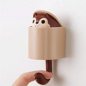 img 2 attached to 🐿️ LAWANVA Pop-Up Smile Squirrel Wall Key Holder for Stylish Home Wall Decor (2 PCS, Brown)