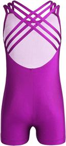 img 4 attached to 🤸 YiZYiF Girls' Team Basic Leotards for Gymnastics, Ballet, and Dance: Unitard Bodysuit with Triple Straps at the Back