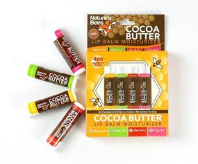 img 1 attached to Nature's Bees Original Assorted Flavors Cocoa Butter Lip Balms with Shea Butter - Box of 4: Nourishing and Protective Lip Care