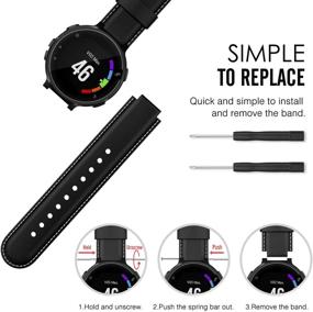 img 3 attached to MoKo Genuine Leather Watch Band for Garmin Forerunner 235 - Premium Strap Compatible with Forerunner 235/235 Lite/220/230/620/630/735XT/Approach S20/S6/S5 Smart Watch - Black