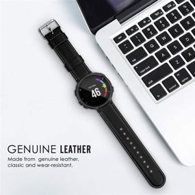 img 2 attached to MoKo Genuine Leather Watch Band for Garmin Forerunner 235 - Premium Strap Compatible with Forerunner 235/235 Lite/220/230/620/630/735XT/Approach S20/S6/S5 Smart Watch - Black