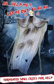 img 1 attached to 👻 Spook up Your Halloween with Heyzeibo 10.8ft Hanging Ghost - Scary Creepy Flying Gauze Ghost with Skeleton Mask - Perfect Haunted House Decoration for Halloween Party