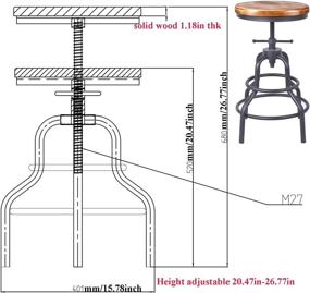 img 3 attached to 🪜 DIY Industrial Vintage Bar Stool - Counter Height Adjustable Screw Stool with Swivel, Metal Wood Stool, 27 Inch - Set of 2 (Wooden Top)