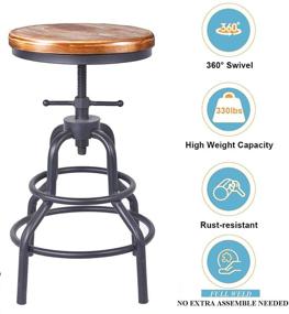 img 1 attached to 🪜 DIY Industrial Vintage Bar Stool - Counter Height Adjustable Screw Stool with Swivel, Metal Wood Stool, 27 Inch - Set of 2 (Wooden Top)