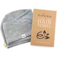 neutral gray microfiber hair towel wrap by evolatree - quick dry & absorbent anti-frizz curly hair towel for women logo