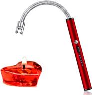 🔥 reluien upgraded candle lighter: windproof electric lighter for household, camping, cooking, bbq - usb rechargeable, flexible long neck, fireworks flame red logo