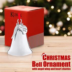 img 2 attached to Silver Shiny Christmas Bell Ornament with Angel Wing and Heart Charms - Klikel It's A Wonderful Life Bell Ornament for Christmas Tree - Includes Gift Box