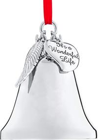 img 4 attached to Silver Shiny Christmas Bell Ornament with Angel Wing and Heart Charms - Klikel It's A Wonderful Life Bell Ornament for Christmas Tree - Includes Gift Box