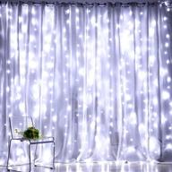 🎄 fairy curtain lights, 304 led 9.8ftx9.8ft 30v 8modes window lights with memory for home wedding christmas party family patio lawn garden bedroom outdoor indoor wall decorations - cool white логотип