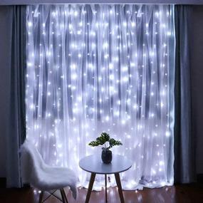 img 2 attached to 🎄 Fairy Curtain Lights, 304 LED 9.8ftX9.8ft 30V 8Modes Window Lights with Memory for Home Wedding Christmas Party Family Patio Lawn Garden Bedroom Outdoor Indoor Wall Decorations - Cool White