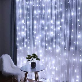 img 3 attached to 🎄 Fairy Curtain Lights, 304 LED 9.8ftX9.8ft 30V 8Modes Window Lights with Memory for Home Wedding Christmas Party Family Patio Lawn Garden Bedroom Outdoor Indoor Wall Decorations - Cool White