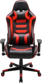 img 4 attached to 🎮 Premium Red Racing Gaming Chair for Adults and Teens | Ergonomic Video Game Chair with 3D Arms, Headrest, and Lumbar Support | Adjustable Height, Swivel, and Recliner | Ideal for Home Office (Red)