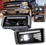 🚘 drfg rectangular fog lights with drl for chevy silverado 1500/2500hd/3500hd 2007-2014/avalanche 2007-2011/suburban 2007-2014/tahoe 2007-2014 (w/off-road package) - led driving fog lamp logo