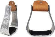 🐎 challenger tack horse saddle: aluminium western riding stirrups with leather tread - model 51150 логотип