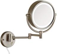 🔍 gecious double sided led lighted wall mount magnifying mirror with 10x magnification, 8 inches, nickel finish, powered by plug, three models light-plug in logo