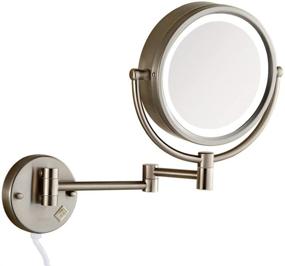 img 4 attached to 🔍 Gecious Double Sided LED Lighted Wall Mount Magnifying Mirror with 10X Magnification, 8 inches, Nickel Finish, Powered by Plug, Three Models Light-Plug in
